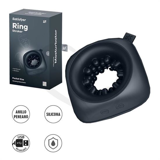 Ring Stroker Masturbador pequeños con 3 motores y carga USB